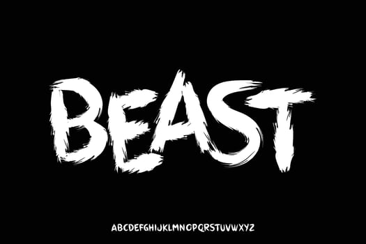 Creative animal hair brush stroke font vector