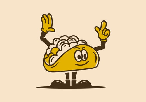 Illustration design of taco mascot with hands and feet vector
