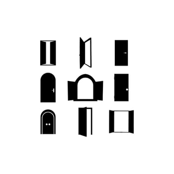 door enter collection set icon vector