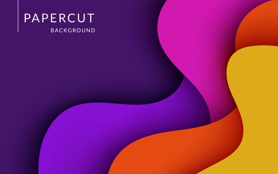 Multi layers colorful wavy texture 3D papercut layers in gradient vector banner. Abstract paper cut art background design for website template. Topography map concept or smooth origami paper cut