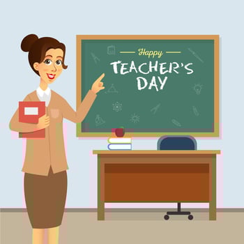 Happy Teachers Day cartoon illustration. Suitable for greeting card, poster and banner vector