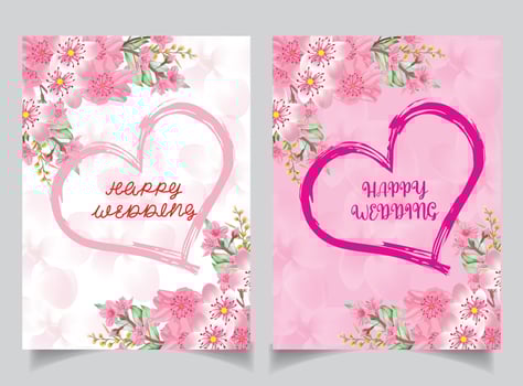wedding invitation card cherry blossom templet vector