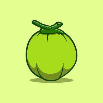 young coconut fruit cute illustration concept in cartoon style on isolated background vector