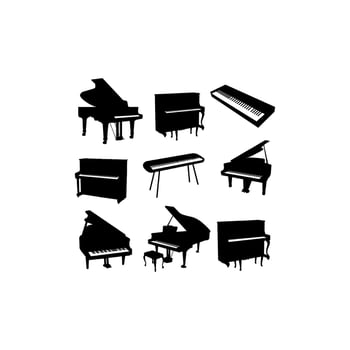 piano classical music icon set design vector