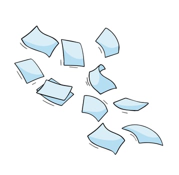 Paper files of documents fall down. Flying sheets. Blank sheet. vector