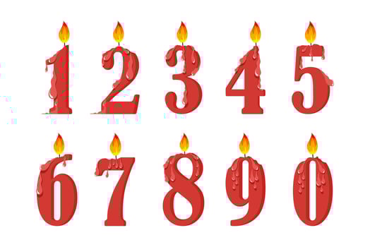 Number shape birthday candle illustration vector