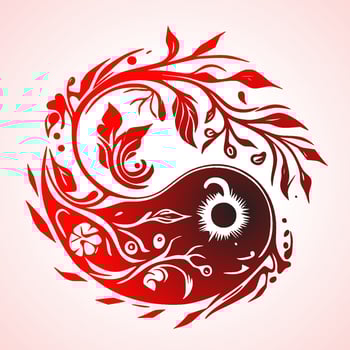 Floral Yin Yang Symbol vector illustration.