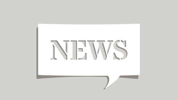 NEWS word on cutout white paper speech bubble on gray background vector