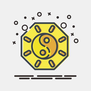 Icon yin yang symbol. Chinese New Year celebration elements. Icons in MBE style. Good for prints, posters, logo, party decoration, greeting card, etc. vector