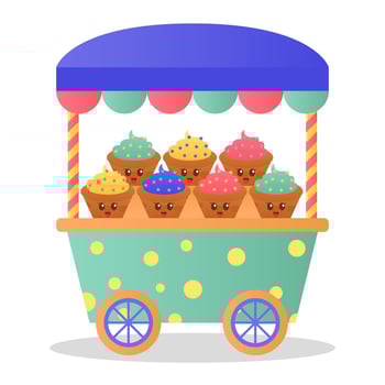 Cute street food cart. Vector illustration.