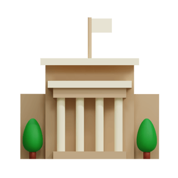 3d Bank or courthouse icon. Architecture building with columns. Online banking, Public Finance Department Audit, Tax Office, transactions, exchange, ATM, giving out money, service Concept png
