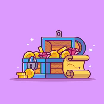 Treasure Cartoon Vector Icon Illustration. Finance Gold Icon Concept Isolated Premium Vector. Flat Cartoon Style