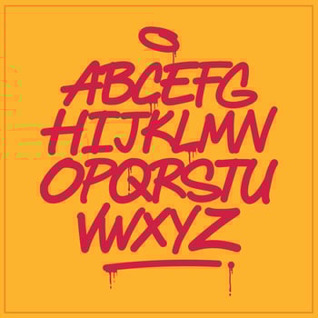 A set of Graffiti alphabet. Cool digital graffiti font. vector