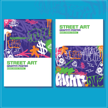 Modern graffiti art poster or flyer design with colorful tags, throw up. Hand-drawn abstract graffiti illustration vector in street art theme