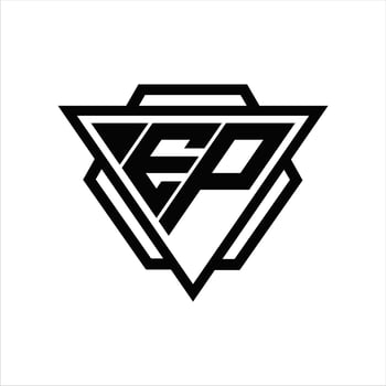 EP Logo monogram with triangle and hexagon template vector