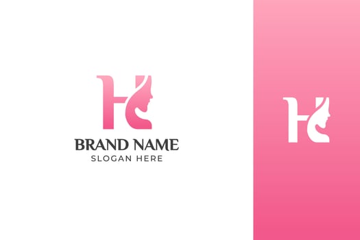 Letter Beauty Face Pink Logo Design Vector