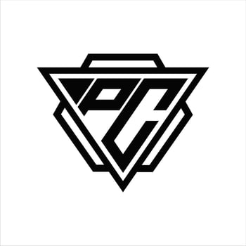 PC Logo monogram with triangle and hexagon template vector