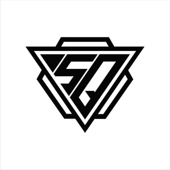 SQ Logo monogram with triangle and hexagon template vector