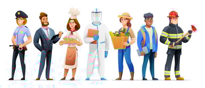 People of different occupation profession characters illustration vector