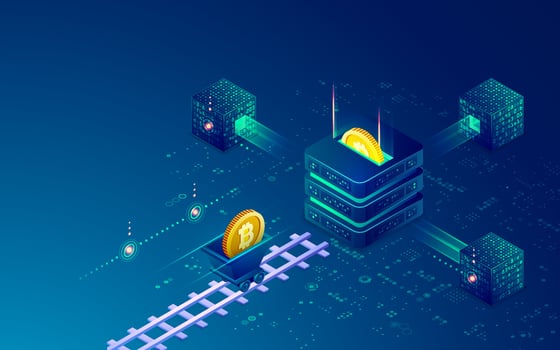 bitcoin mining isometric vector