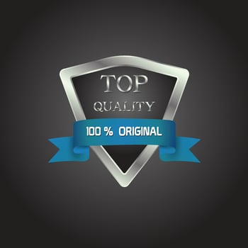 Silver color hundred percent original shield vector