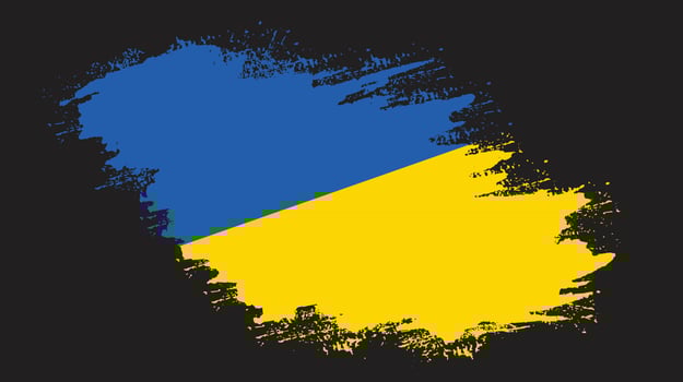 Ink paint brush stroke frame Ukraine flag vector