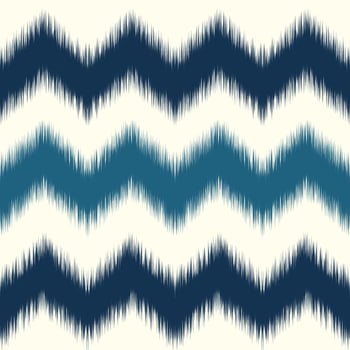Uzbek zigzag ikat pattern blue and cream colors. Traditional fabric in Uzbekistan and Central Asia, using in home decor, cushioned furniture and fashion design. Ethnic geometric fabric textile vector. vector