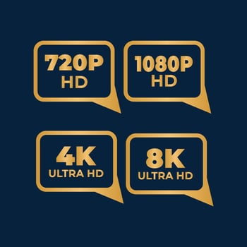 Video Quality Tag Design vector
