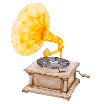 watercolor gramophone vintage element png