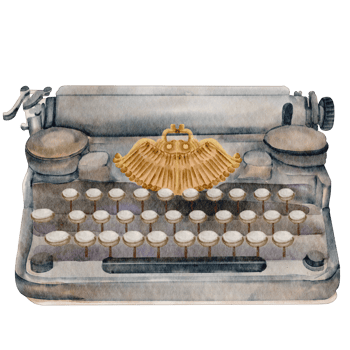 watercolor typewriter vintage element png