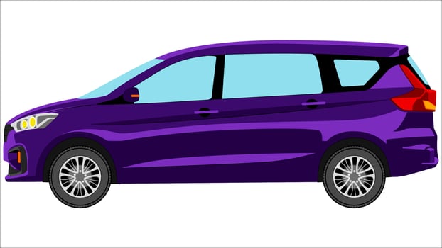 premium family car in bright color vector, realistic car flat bright color vector illustration