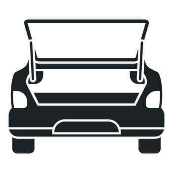 Wheel in car trunk icon simple vector. Open door vector
