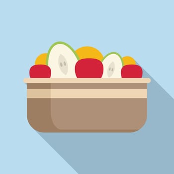 Fresh fruit salad icon flat vector. Healthy food vector