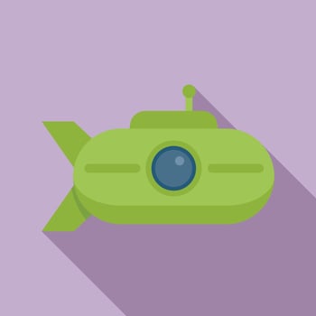 Nautical submarine icon flat vector. Underwater ship vector