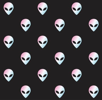 Vector seamless pattern of alien face
