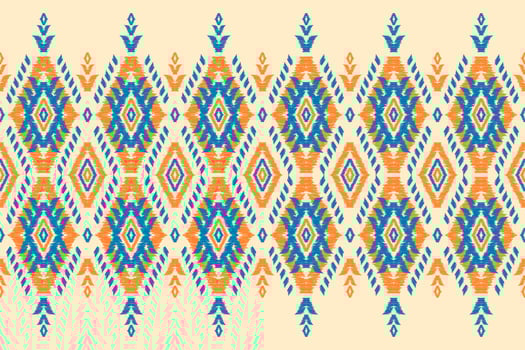 Ethnic ikat seamless pattern in tribal. Aztec geometric ornament print. Fabric Indian style. vector