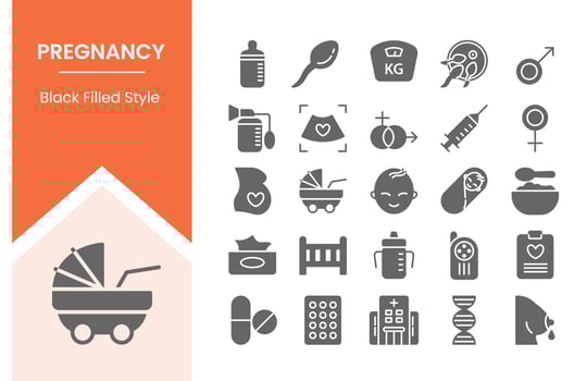 pregnancy icon set collection pack with filled black style vector