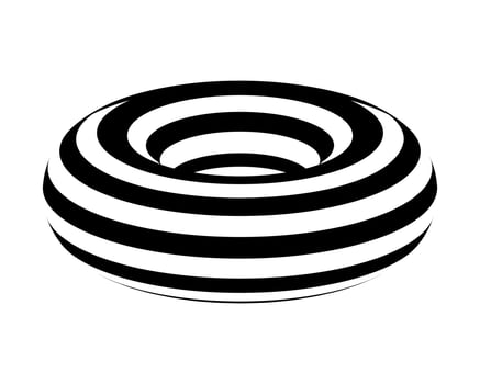 3d black optical illusion donut spiral vector art