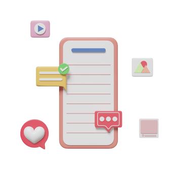 3d social media with mobile phone, smartphone icons isolated. online social, communication applications concept, 3d render illustration png