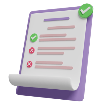 3d purple clipboard white checklist paper icon with check isolated. project plan, business strategy concept, 3d render illustration png