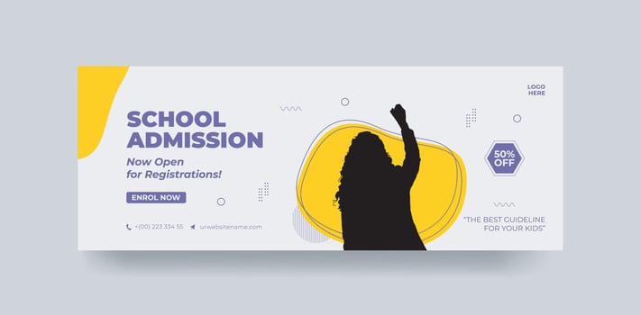 School admission social media cover design, back to school social media cover banner design, Back to school admission social media cover and web banner template. vector