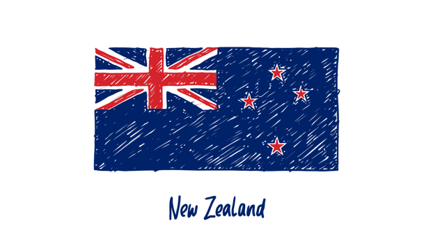 New Zealand National Country Flag Pencil Color Sketch Illustration with Transparent Background png