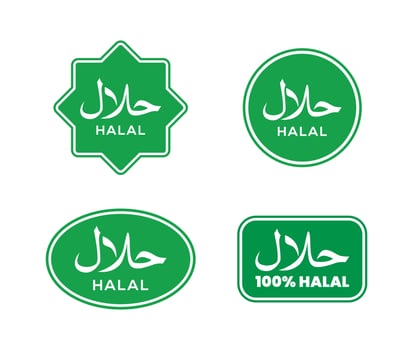 Halal food labels badge and logo design template vector