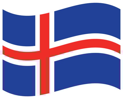 National flag of Iceland - Flat color icon. vector