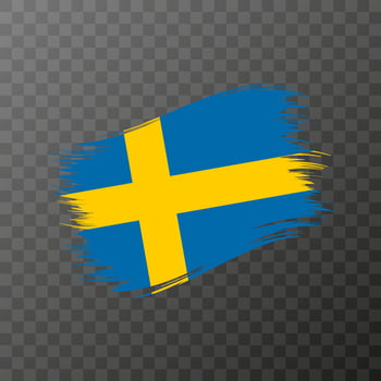 Sweden national flag. Grunge brush stroke. vector