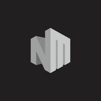 letter nm geometric 3d gradient shadow design logo vector