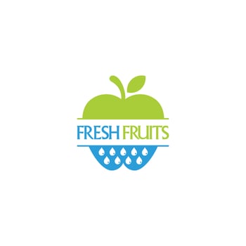 green apple fruit fresh water colorful logo vector