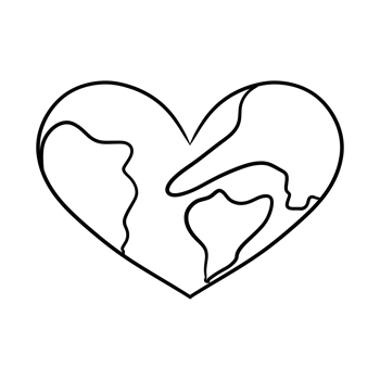 Heart Globe Line Art png