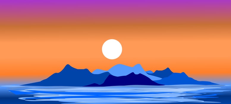 The illustrations and clipart. logo design. sunset over the mountains vector