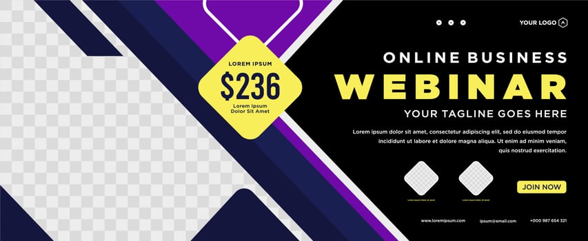 Digital marketing live webinar and corporate social media post or template banner vector